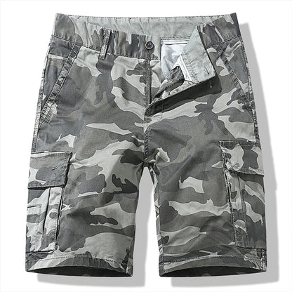 Loose Fitting Camouflage Elastic Cargo Shorts For Men