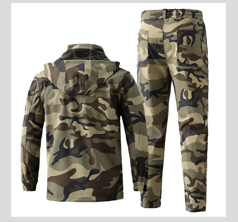 Men's Winter Camo Jacket: Velvet, Waterproof, Outdoor Sports Coat