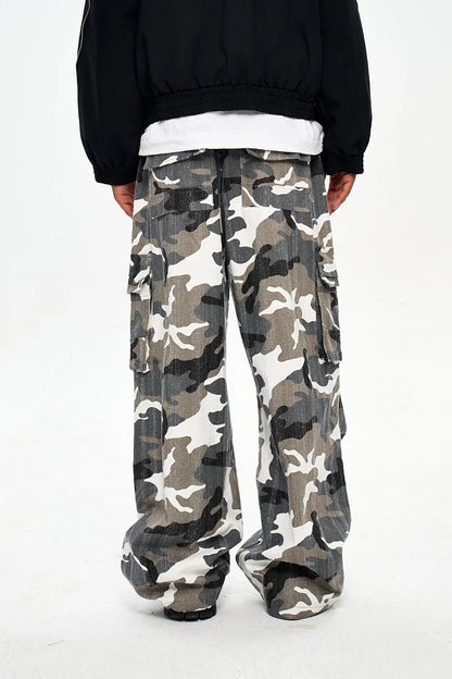 Camouflage Baggy Pants - Multi-pocket Overalls