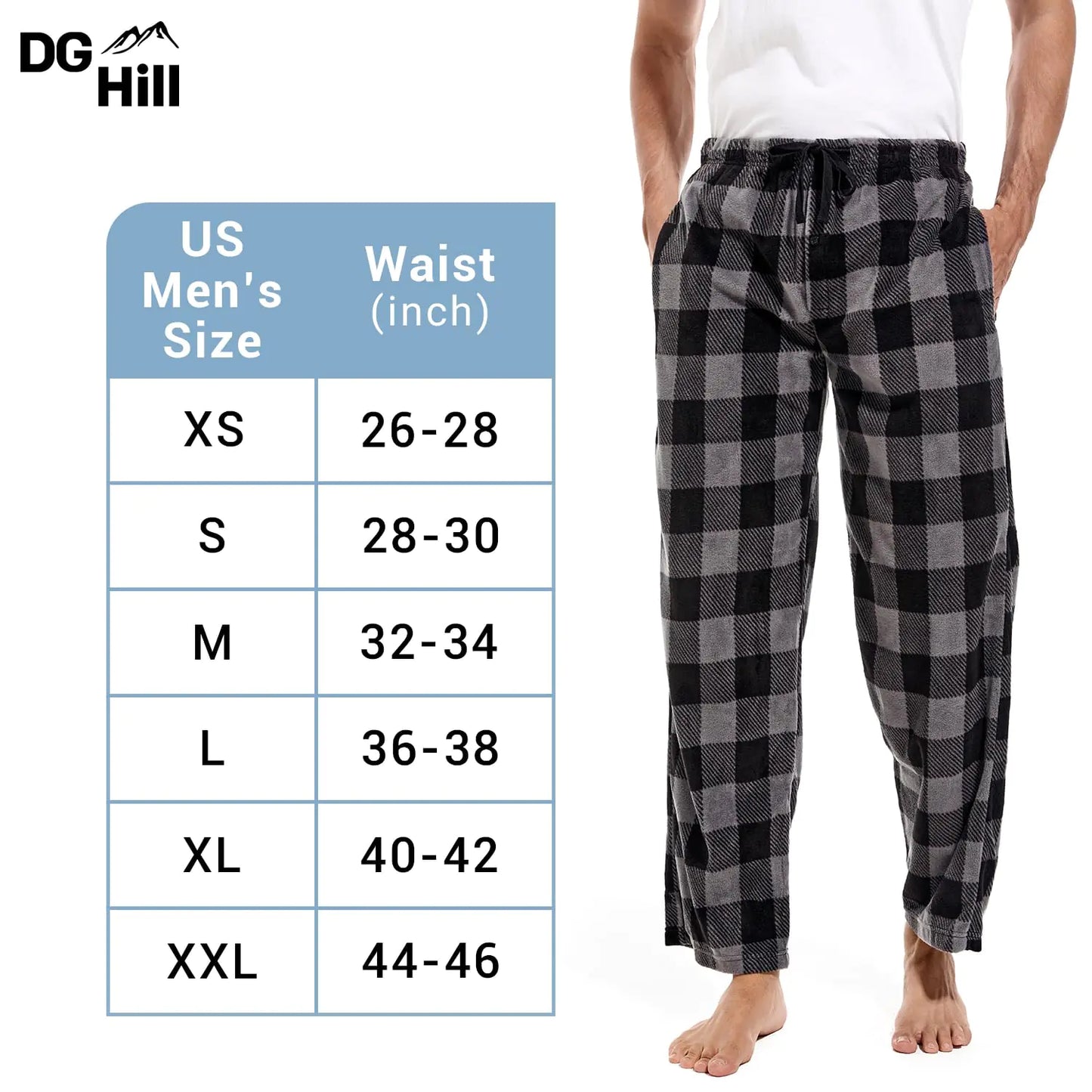 DG Hill 1Pack or 3Pack Mens PJ Pajama Pants Bottoms Fleece Lounge Pants