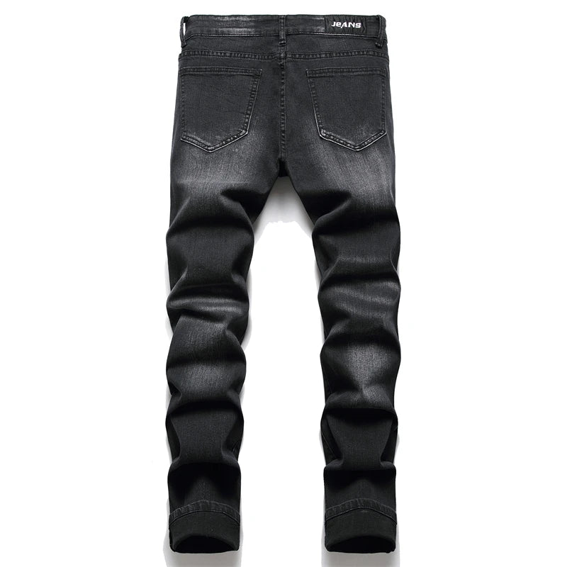 Biker Jeans For Men | Distressed Stretch Ripped Hip Hop Slim Fit