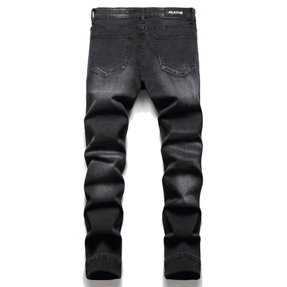 Biker Jeans For Men | Distressed Stretch Ripped Hip Hop Slim Fit