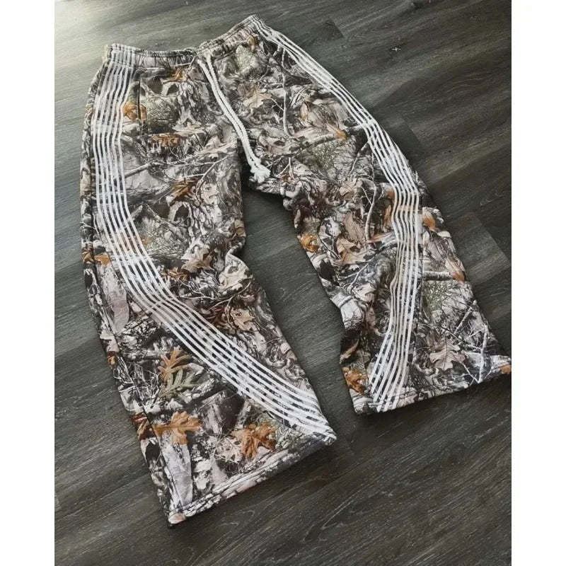 Y2K Retro Camo Sweatpants Men Gothic Couples Loose Jogging