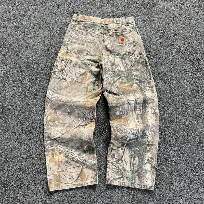 Washed Camo Wide-Leg Street Jeans for Men Autumn 2025