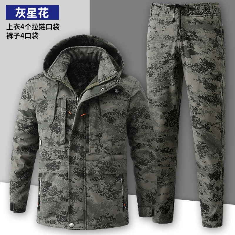 Men's Winter Camo Jacket: Velvet, Waterproof, Outdoor Sports Coat