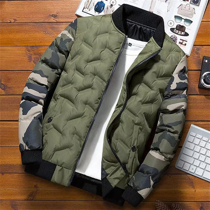 Veste de bombardier camouflage pour homme | Manteau de baseball rembourré coupe slim