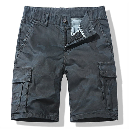 Loose Fitting Camouflage Elastic Cargo Shorts For Men