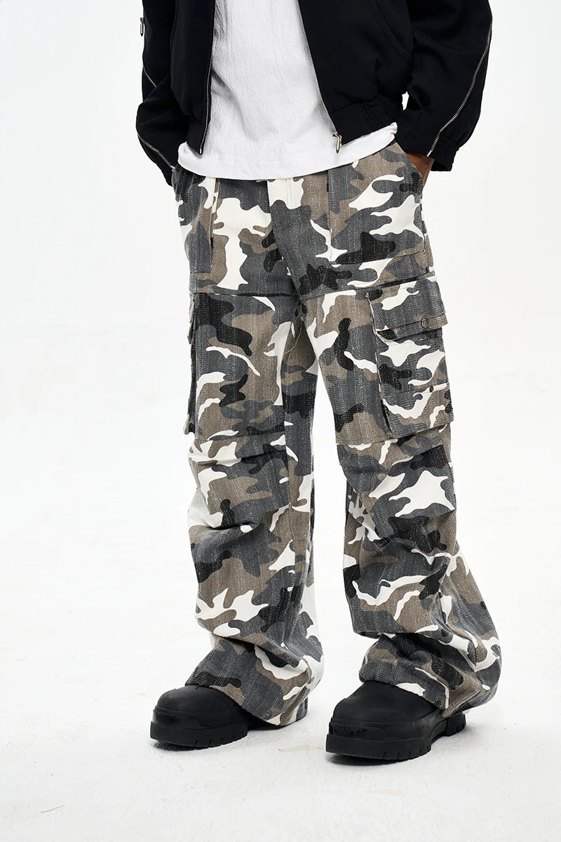 Camouflage Baggy Pants - Multi-pocket Overalls