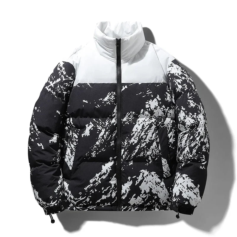 Men's Hip-Hop Camo Jacket: Windproof, Padded Stand Collar Parka