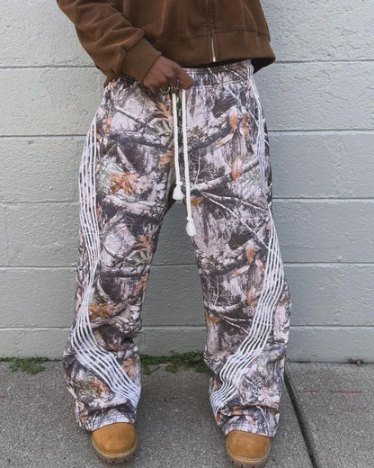 Y2K Camo Sweatpants Gothic Stripe Baggy Casual Jogging Trousers