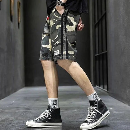 Oversized Short Pants | Black Spliced Camo