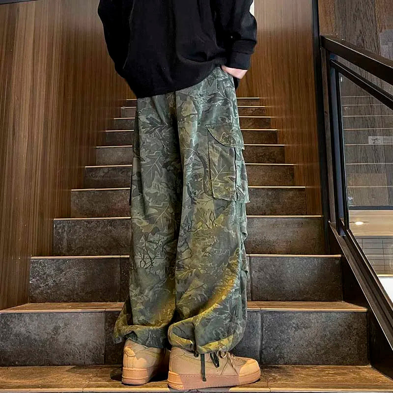 Men's Loose Camo Cargo Pants: Baggy Streetwear & Hip Hop Style