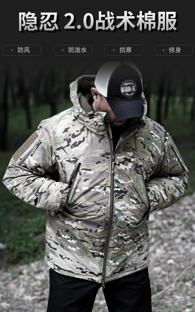 Men's Winter Hunting Jacket: Heavyweight Cotton, Windproof Camo