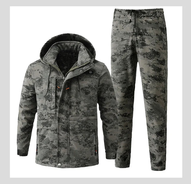 Men's Winter Camo Jacket: Velvet, Waterproof, Outdoor Sports Coat