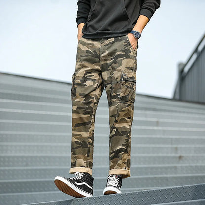 Men's Camouflage Overalls: Cotton Cargo Pants for Streetwear