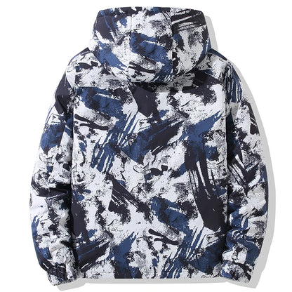 Men's Camo Down Jacket | Warm Hooded Loose-Fit Parka