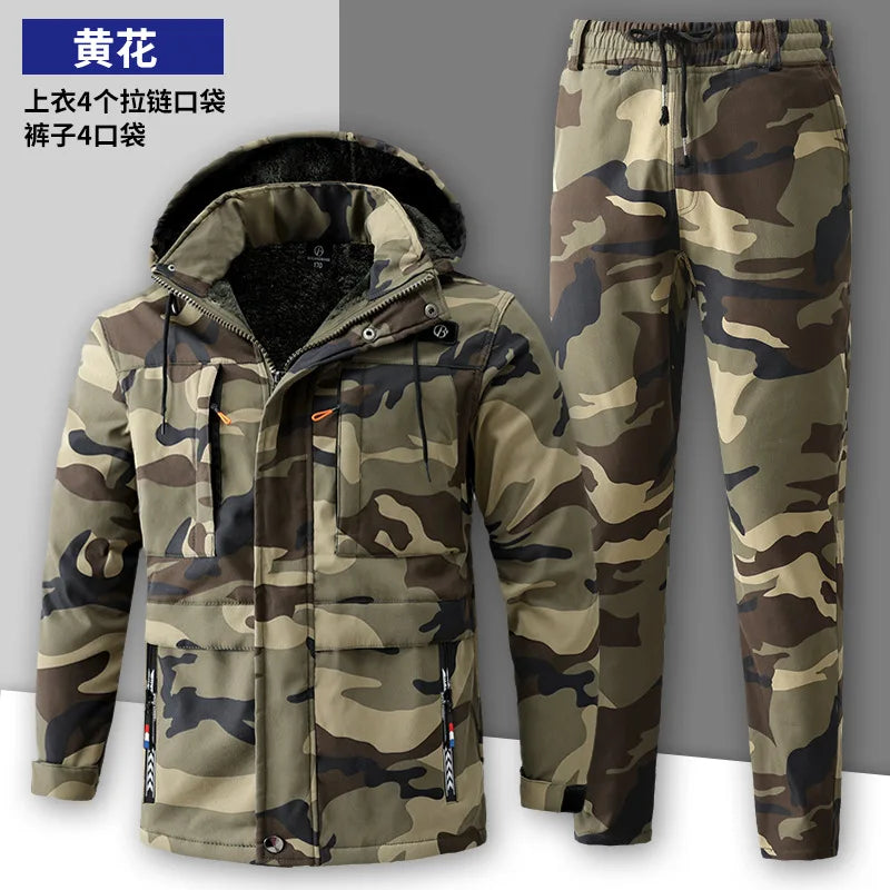 Men's Winter Camo Jacket: Velvet, Waterproof, Outdoor Sports Coat