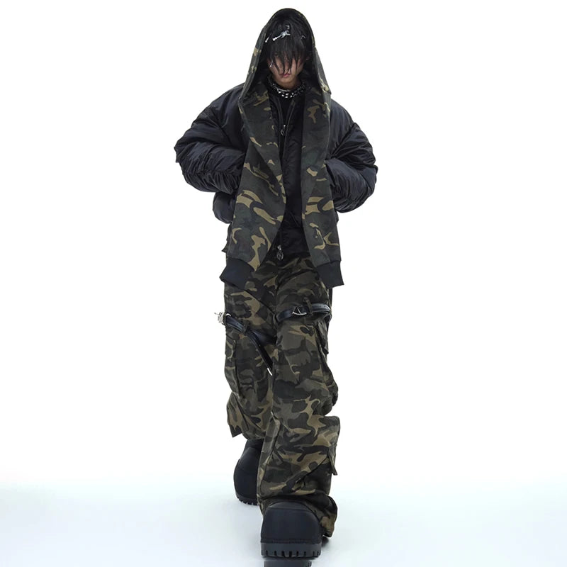 Men's Winter Camouflage Hooded Jackets: Warm, Baggy, Patchwork