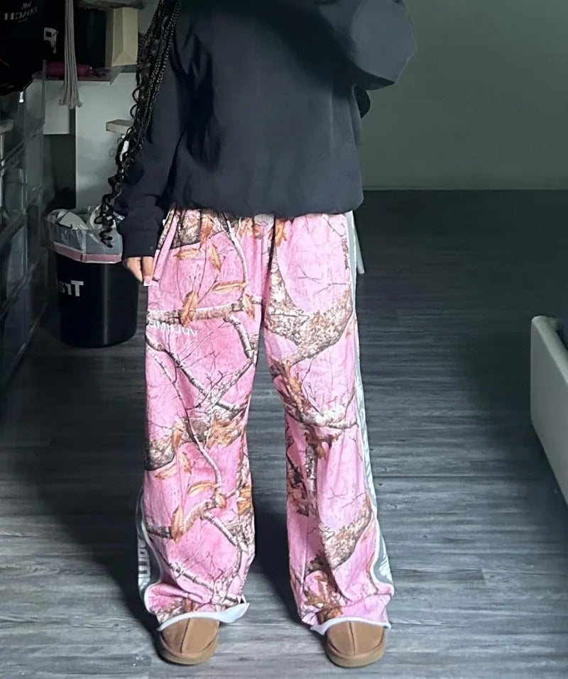 Gothic Harajuku Pants | Women's Leaf Camo Casual Streetwear