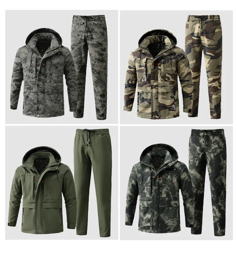 Men's Winter Camo Jacket: Velvet, Waterproof, Outdoor Sports Coat