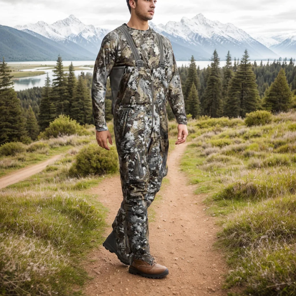 Men's Bib Winter Camo Overalls: Insulated Hunting Pants