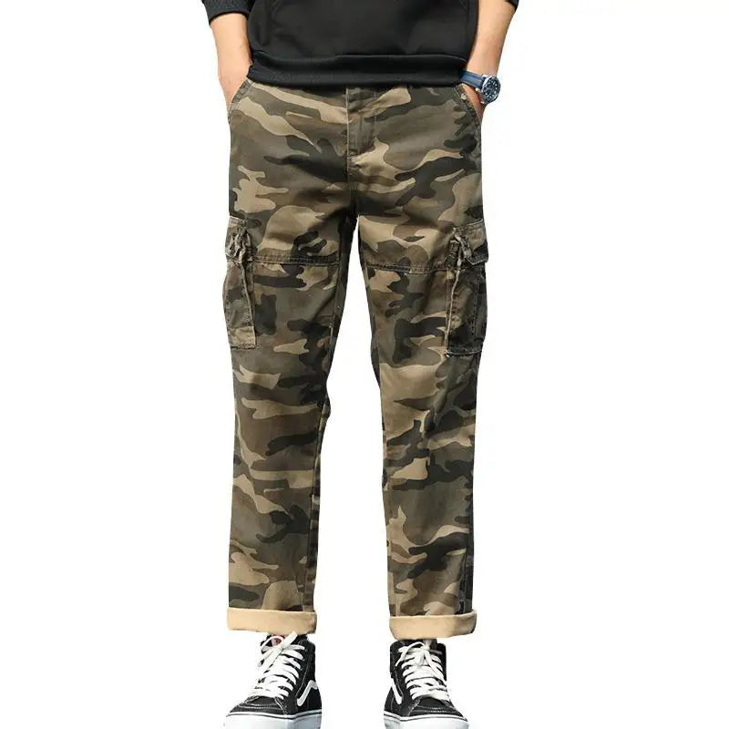 Men's Camouflage Overalls: Cotton Cargo Pants for Streetwear