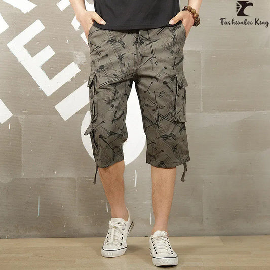 Camouflage Cotton Cargo Shorts for Men