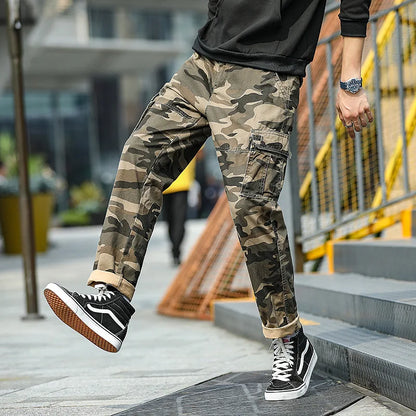 Men's Camouflage Overalls: Cotton Cargo Pants for Streetwear