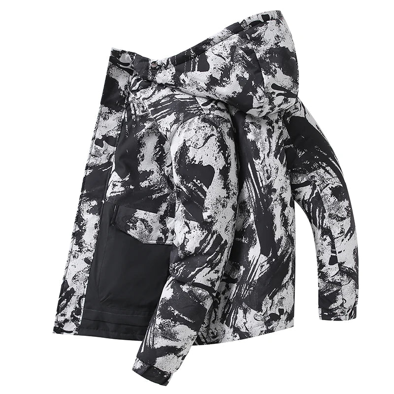 Men's Camo Down Jacket | Warm Hooded Loose-Fit Parka