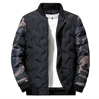 Veste de bombardier camouflage pour homme | Manteau de baseball rembourré coupe slim