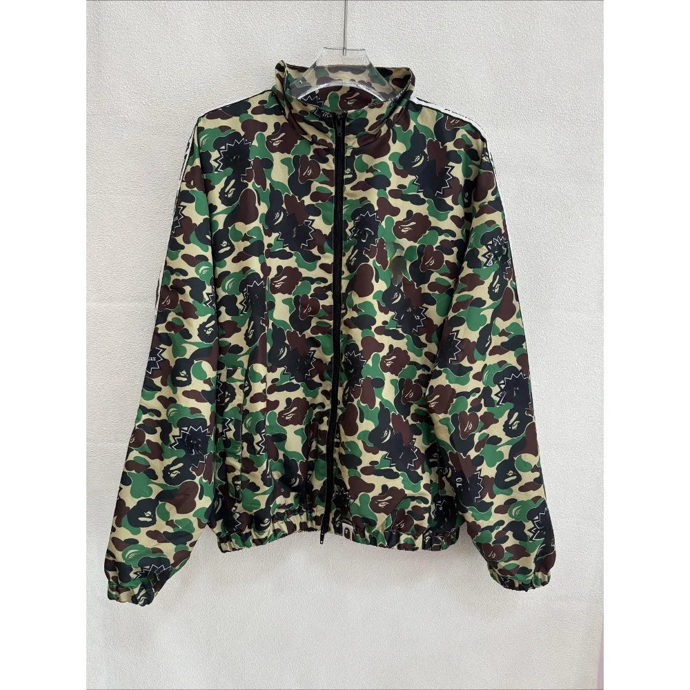 Men's Camo Embroidered Jacket: Vintage Safari, Hip Hop Stand Collar