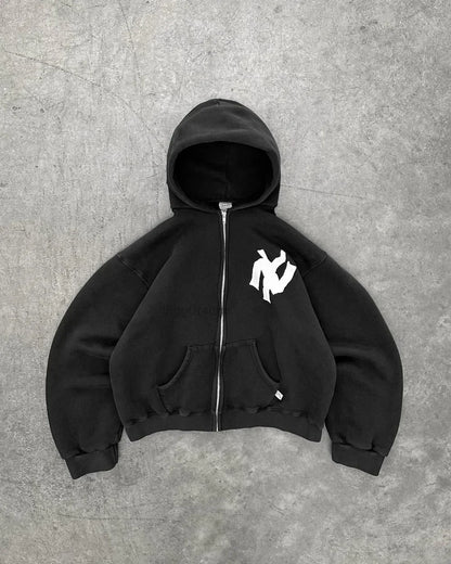 Retro Letter Pattern Hoodie | Y2K Women's Hip Hop Style