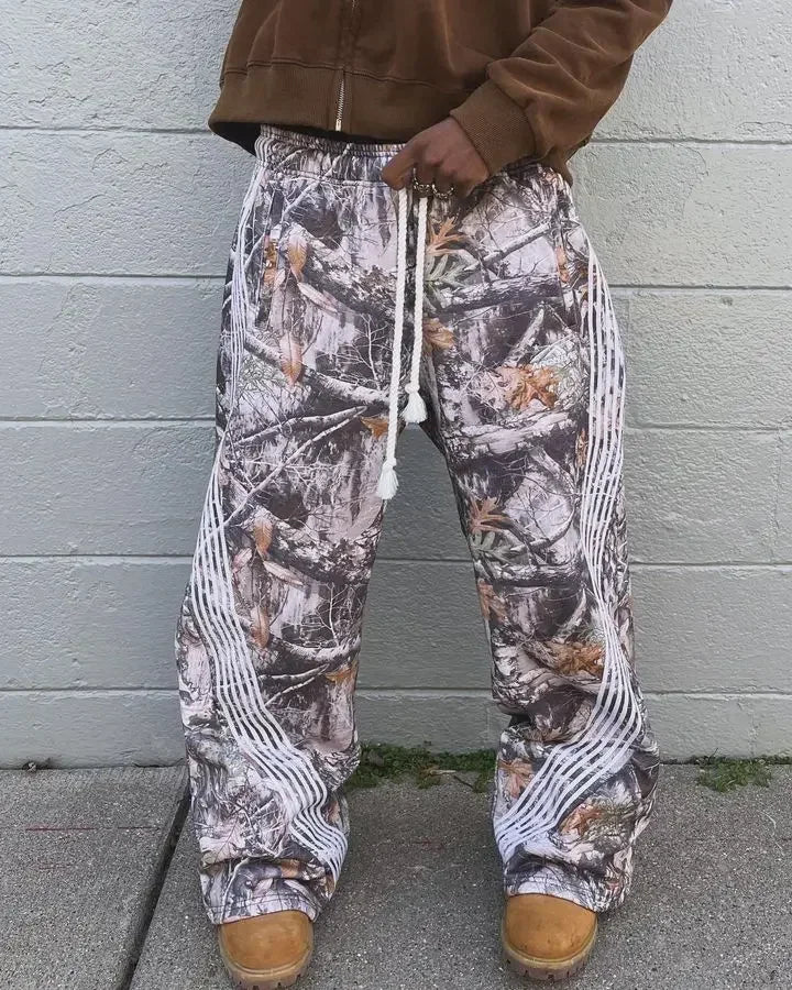 Y2K Retro Camo Sweatpants Men Gothic Couples Loose Jogging