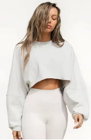 Oversized Crop Sweatshirt: Stylish O-Neck Streetwear for Women