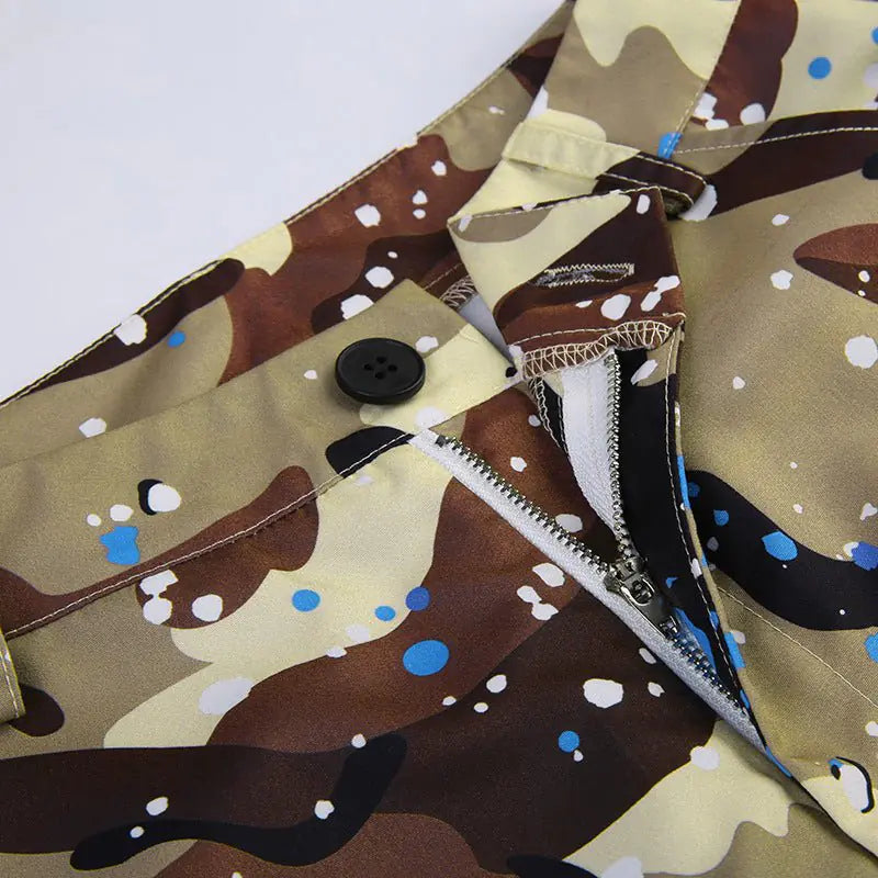 My Way Splatter Camouflage Wide Leg Cargo Pants