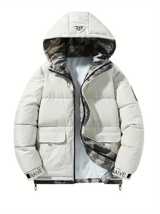 Men's Padded Jacket: Loose Fit, Hooded, Short Design for Winter