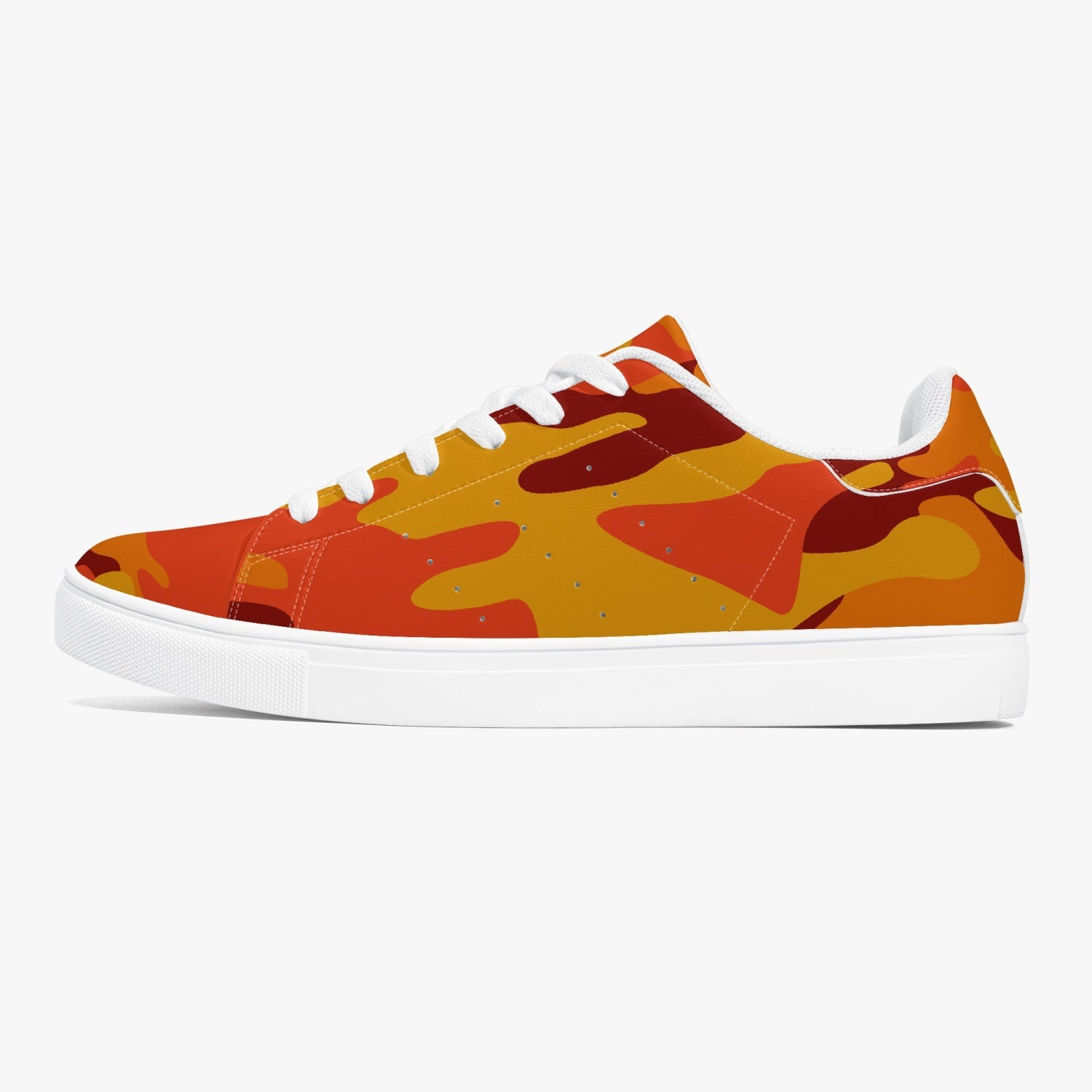 Camo Sneakers | Classic Low-Top Leather | Orange & Red