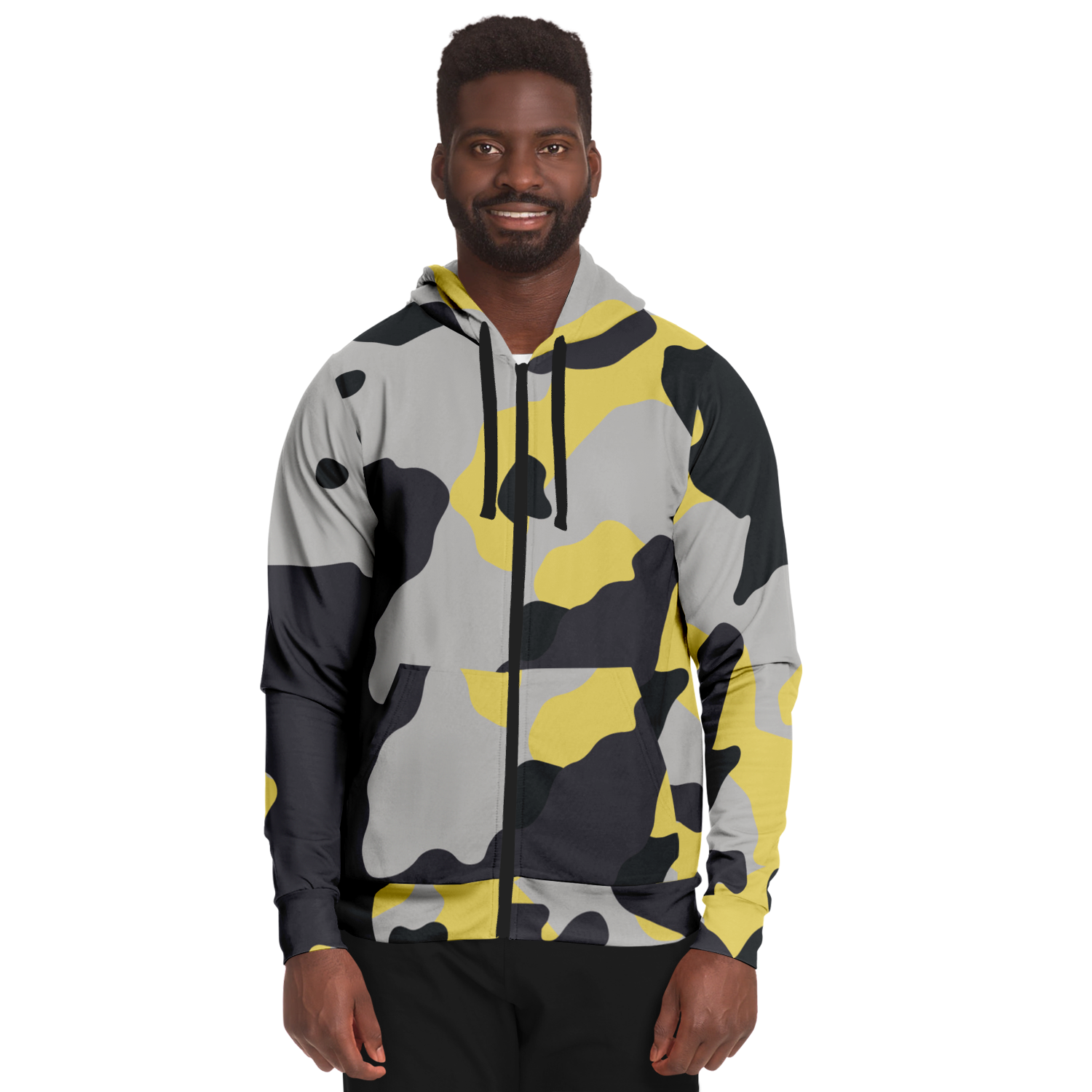 Zip-Up Hoodie | Yellow, Black & Silver Camouflage