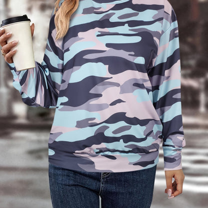 Camo Pullover Sweatshirt | Casual Long Sleeve Crew Neck Sweatshirt