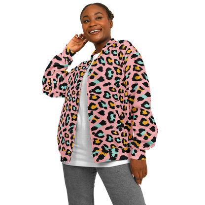 Pink Panther Baseball Jacket | Leopard Print in Black & Yellow