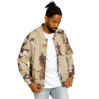 Brown Baseball Jacket in Marines Military Camo Print