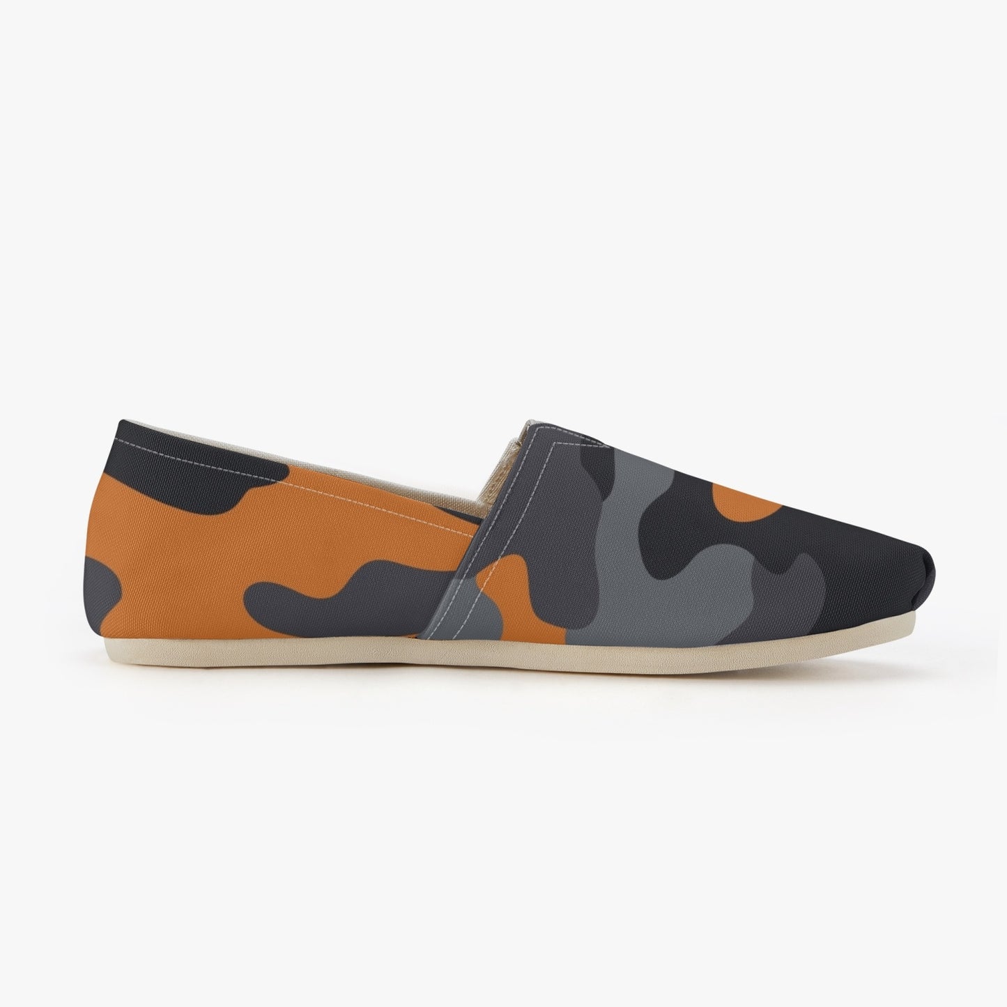 Camo Toms | Orange, Black, and Gray Camouflage Canvas Shoes