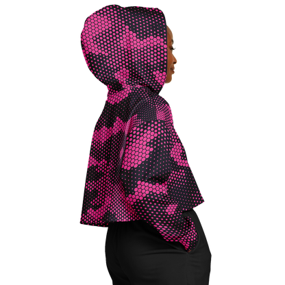 Cropped Hoodie For Women | Pink Digital Dotted Hexagonal