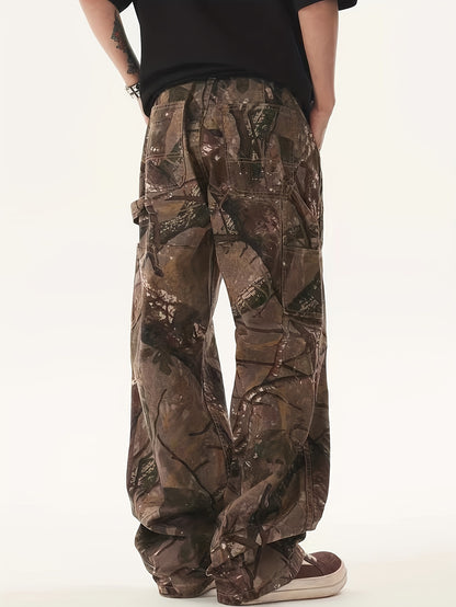 Vintage Camouflage Distressed Denim Jeans for Men