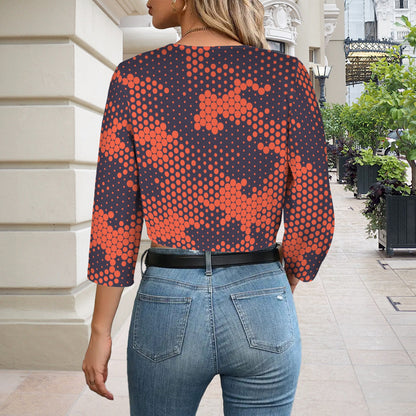 Camo Blazer | Cropped Open Front | Orange and Blue Digital Camouflage