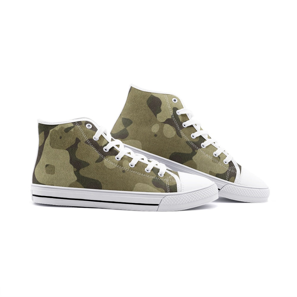 Camo Shoes | HIgh Top Canvas | Green Fabric Camouflage