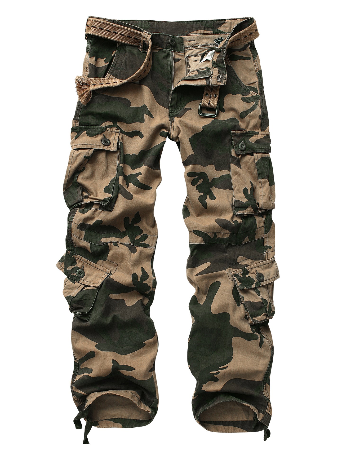 Men's Camo Cargo Pants - Durable Cotton, Multi-Pocket Design