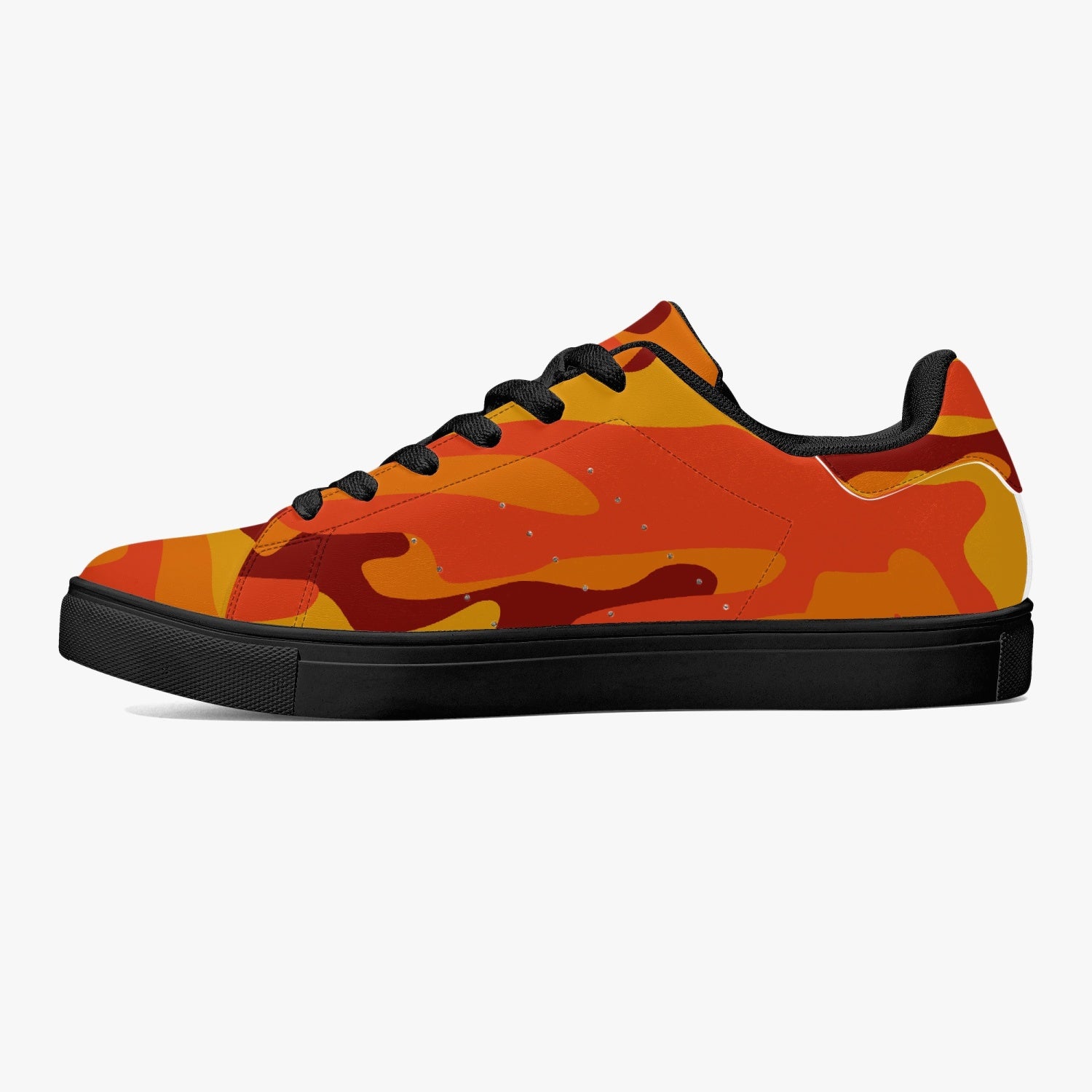 Camo Sneakers | Classic Low-Top Leather | Orange & Red