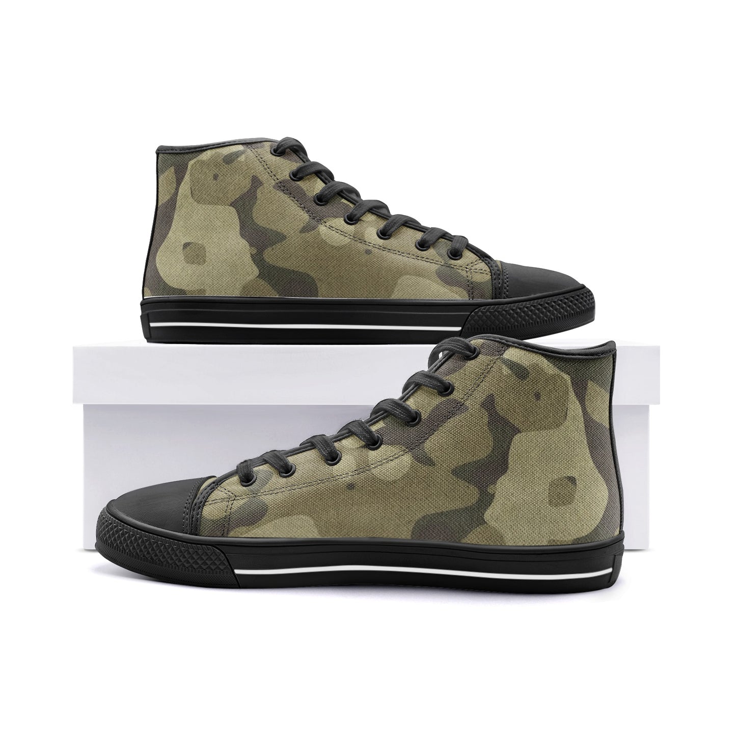 Camo Shoes | HIgh Top Canvas | Green Fabric Camouflage