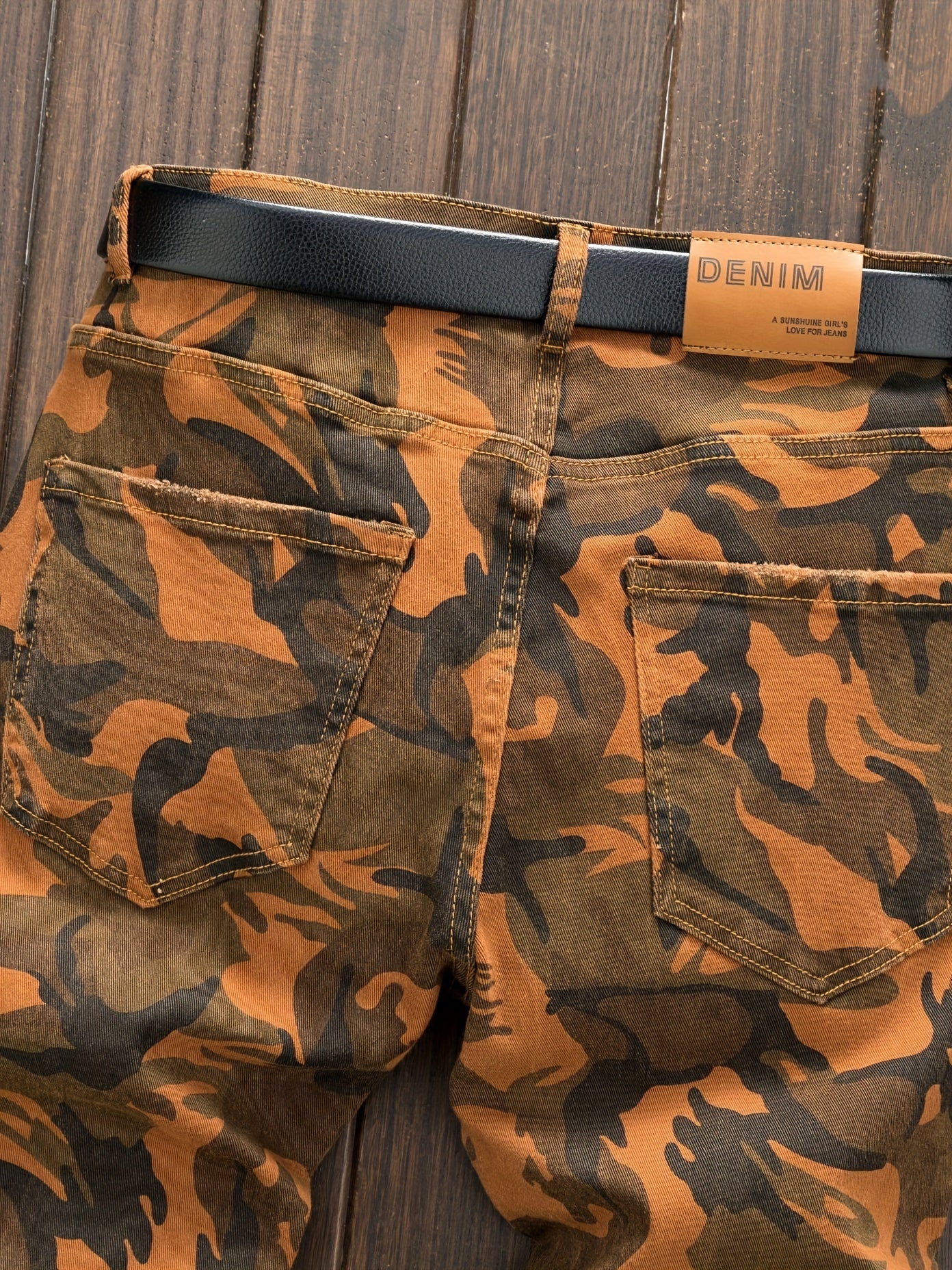 Men's Camo Jeans: Micro Elastic, Multi-Pocket, Straight Fit